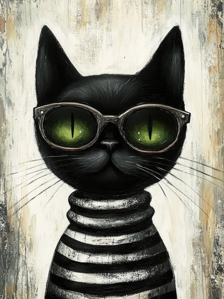 Black Cat With Glasses 1