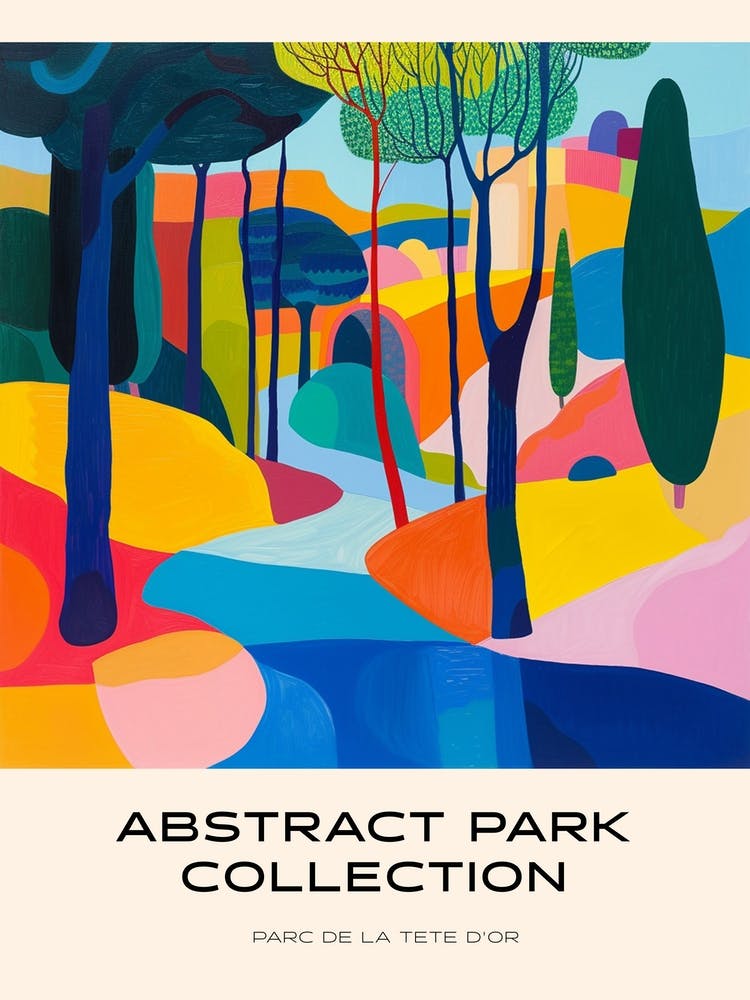 Abstract Park Collection Poster Parc De La Tete D Or Lyon France 3