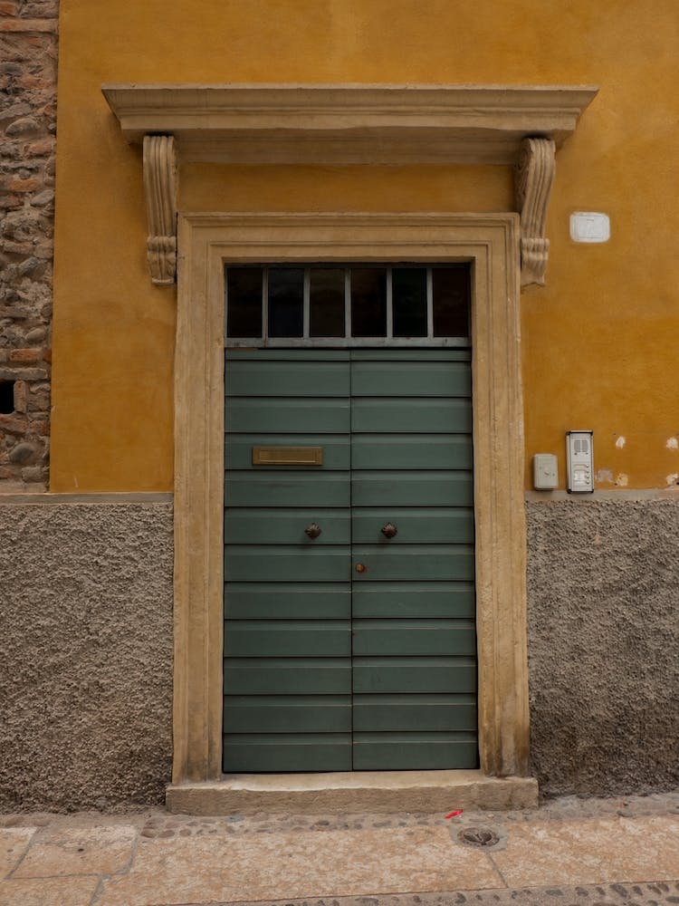 Mint Green Door In Verona Italy