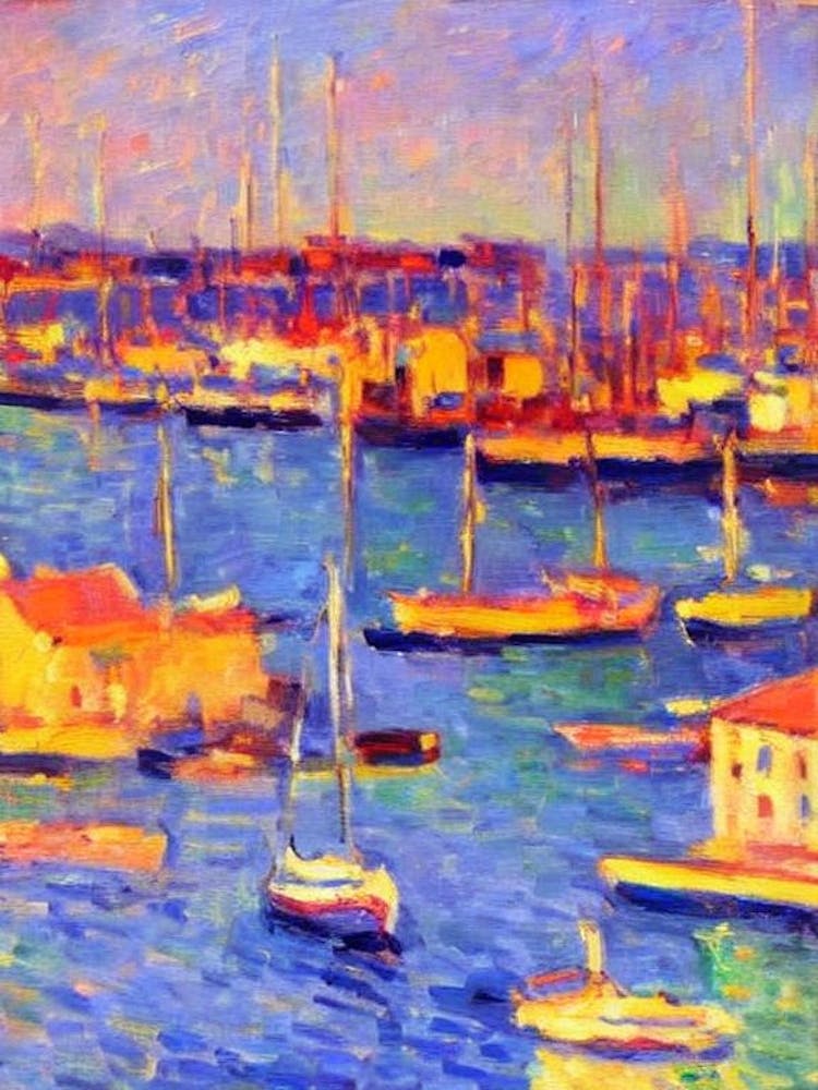 Port Of Los Angeles United Brushwork Painting 1 harbour
