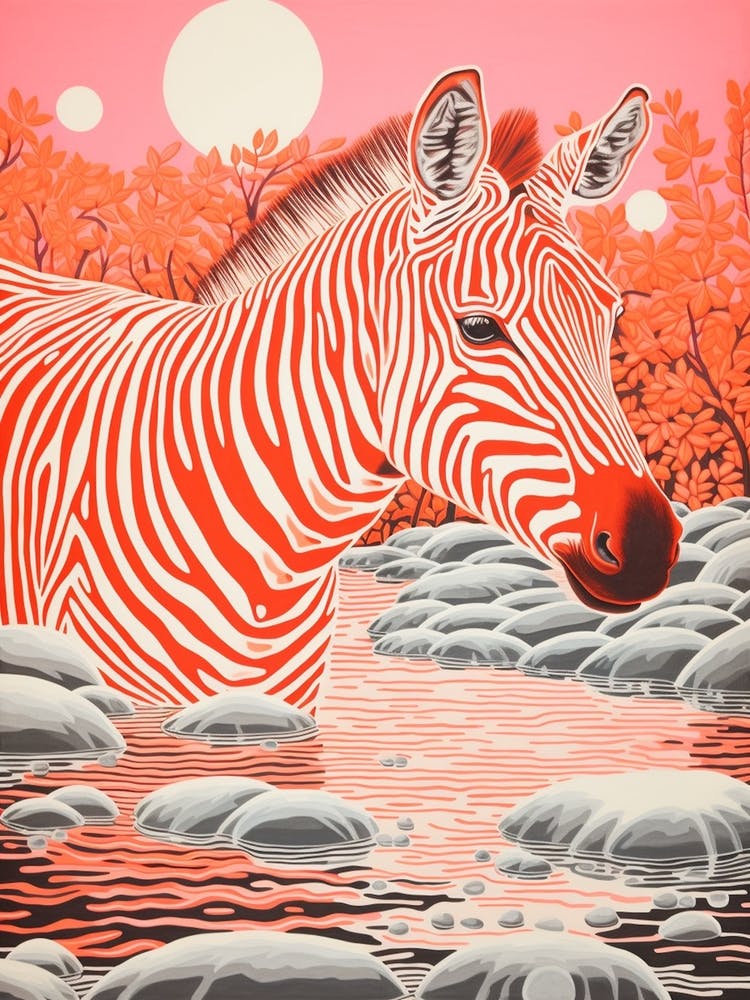 Zebra In The River 4