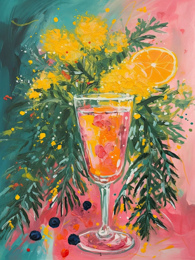Mimosa Cocktail Oil Painting 4