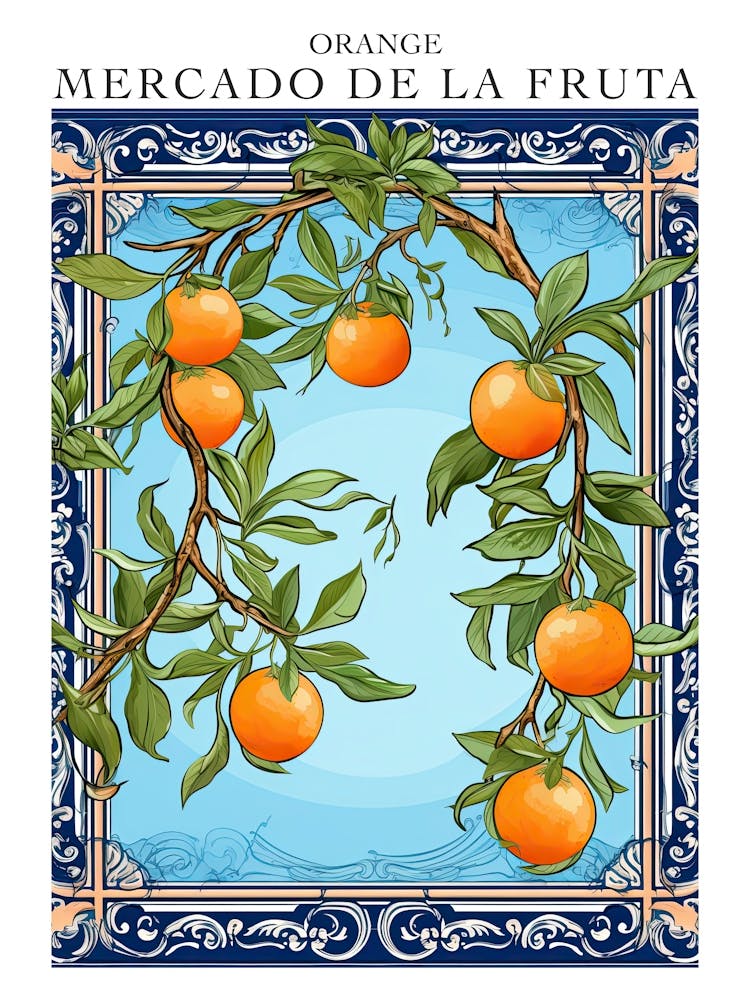Mercado De La Fruta Orange Illustration 3 Poster