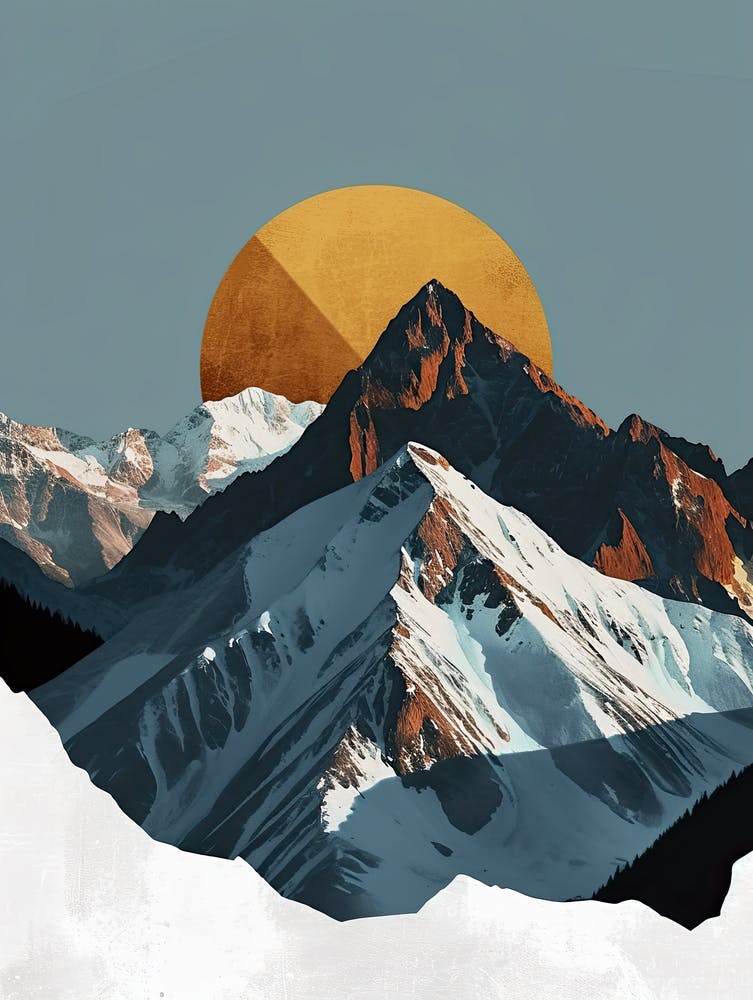 Veiled Peaks: Minimalist Essence