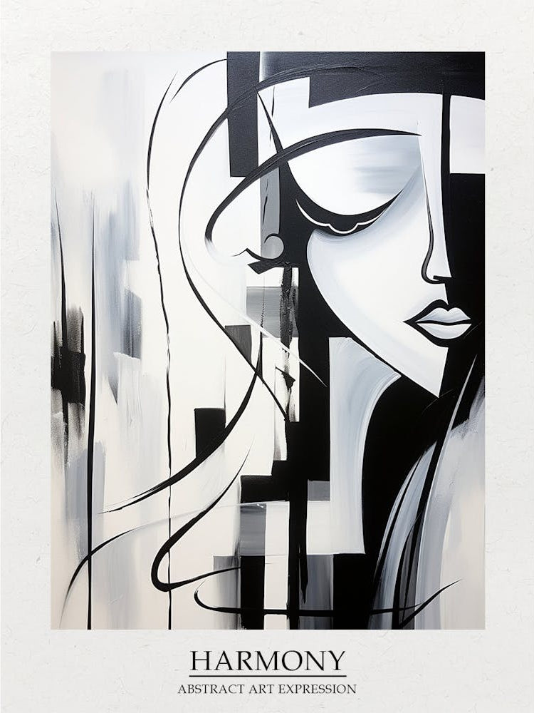 Harmony Abstract Black And White 3 Poster