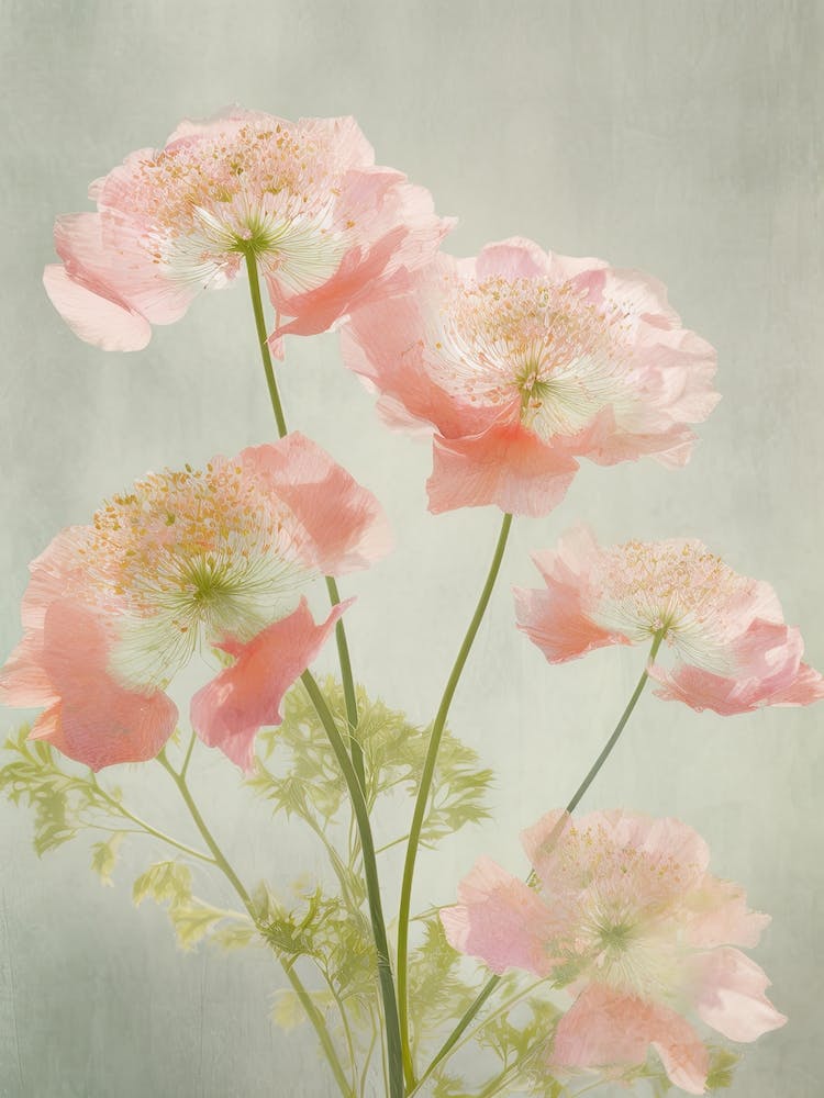 Queen Annes Lace Flowers Acrylic Painting In Pastel Colours 2