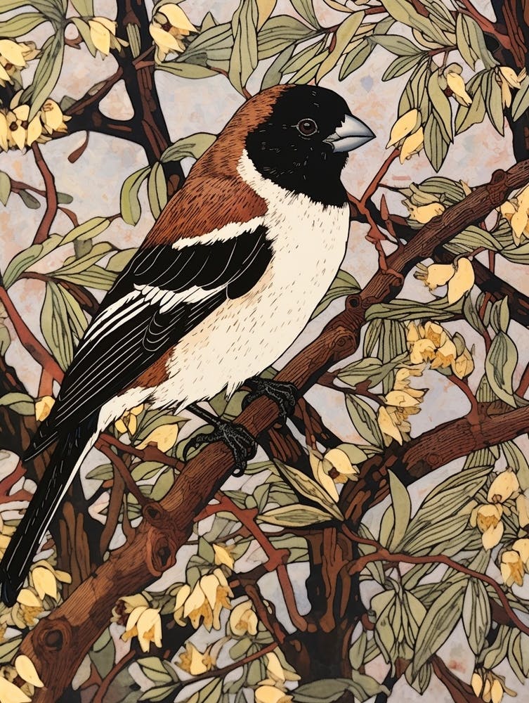 Art Nouveau Birds Poster House Sparrow 4