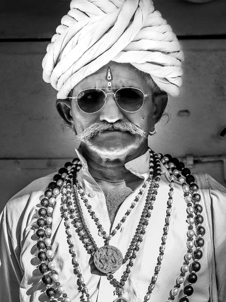Black And White Portrait Of An Indian Man 1