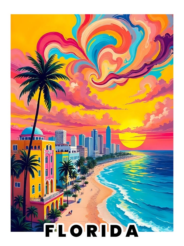 Florida Affiche de Voyage Vintage Vibrante 2