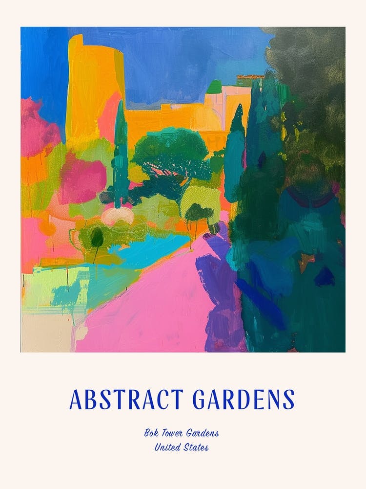 Colourful Gardens Bok Tower Gardens Usa 3 Blue Poster