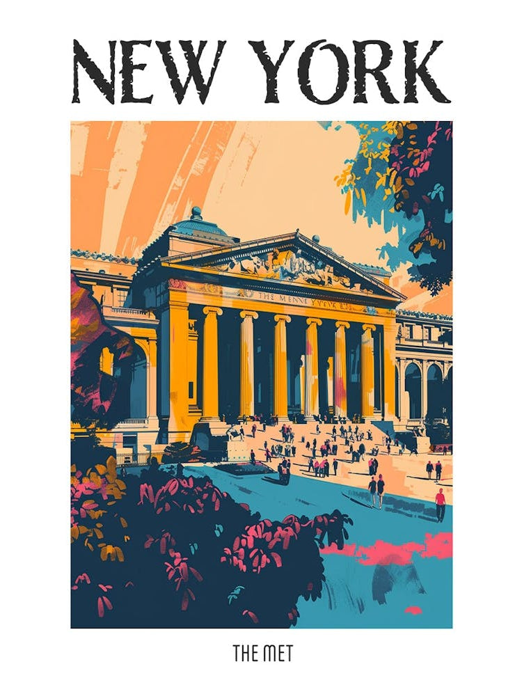 The Met New York Colourful Silkscreen Illustration 3 Poster