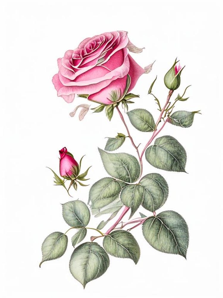 Rose Floral Quentin Blake Inspired Illustration 1 Flower