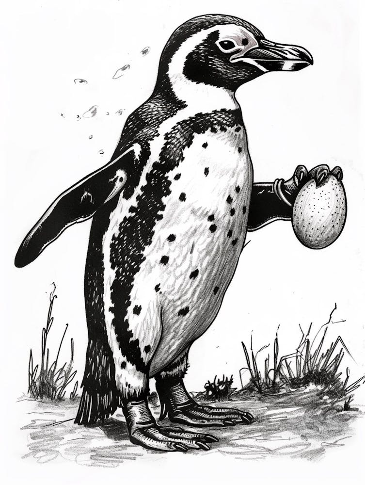 African Penguin Balancing Eggs 4