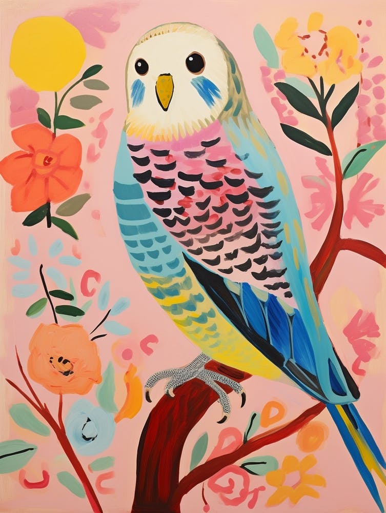 Pink Scandi Budgerigar 2