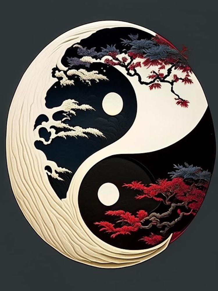 Yin and Yang Symbol 1, Japanese Ukiyo E Style