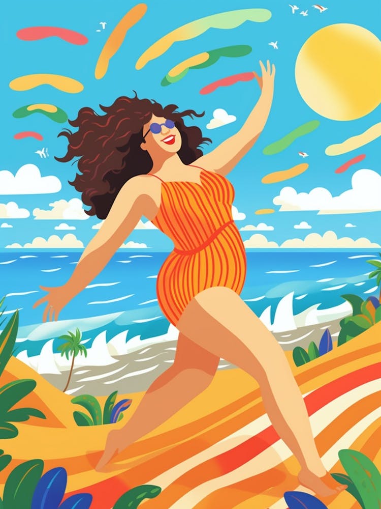 Body Positivity Day At The Beach Colourful Illustration  2
