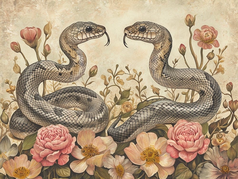 Florale Tierillustration Schlange 3