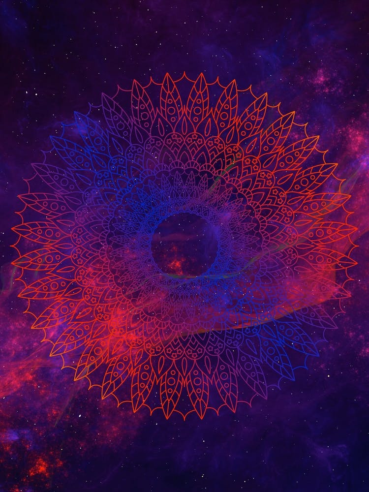 Cosmic mandala #5 - space neon poster