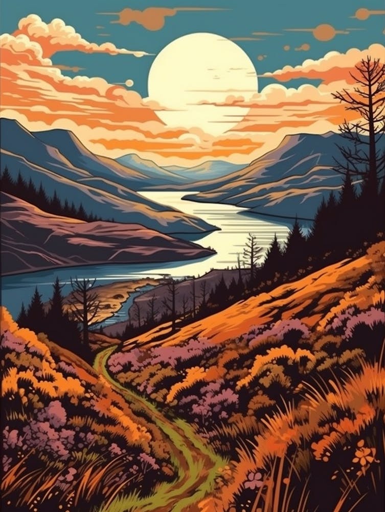 The West Highland Way Scotland 4 Vintage Travel Illustration
