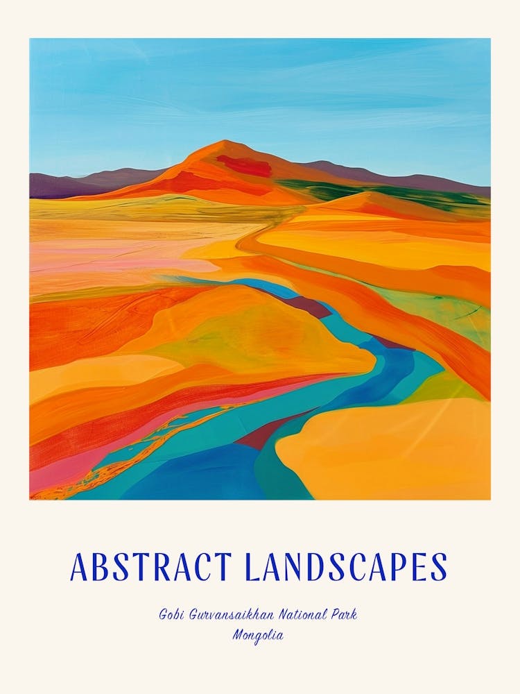 Colourful Abstract Gobi Gurvansaikhan National Park Mongolia 1 Poster Blue