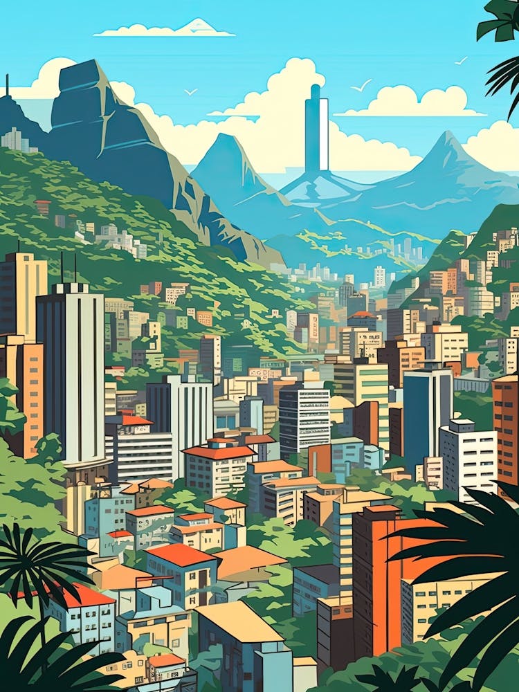 Rio De Janeiro, Brazil, Flat Illustration 1