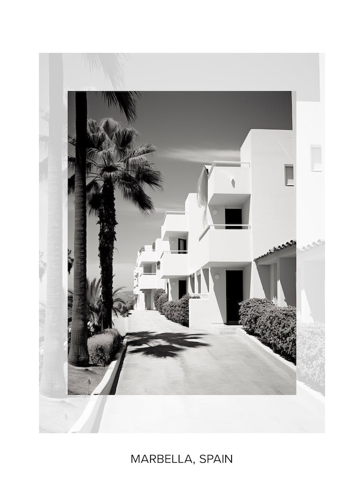 Poster von Marbella, Spanien, Altes Schwarz-Weiß-Foto 4