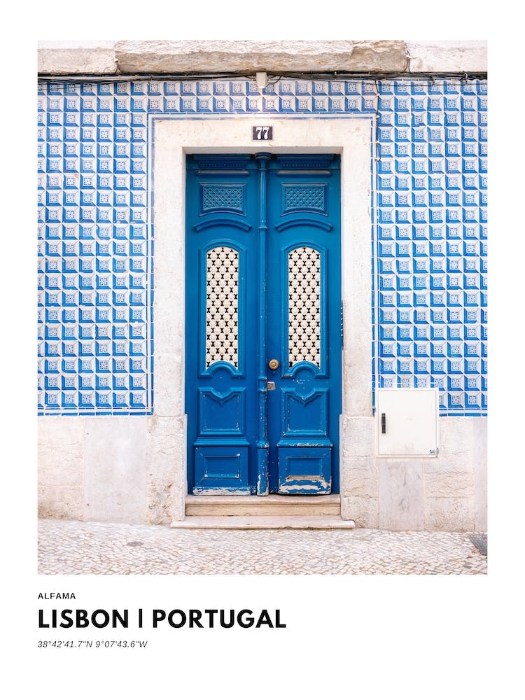 Coordinates Poster Lisbon Portugal