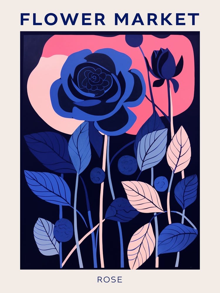 Blue Flower Market Poster Rose 1