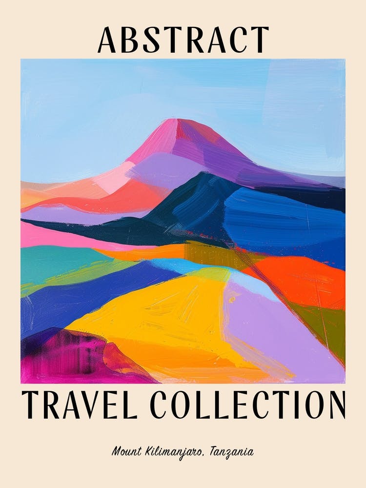 Abstract Travel Collection Poster Mount Kilimanjaro Tanzania 1