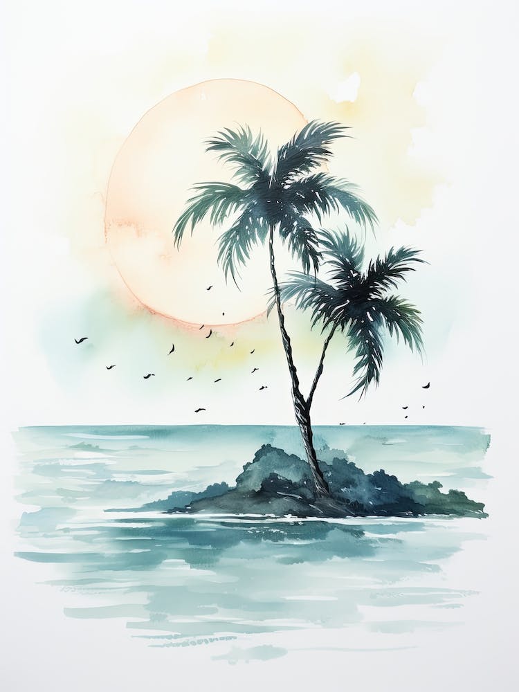 Watercolour Of Praia Dos Carneiros   Pernambuco Brazil 2