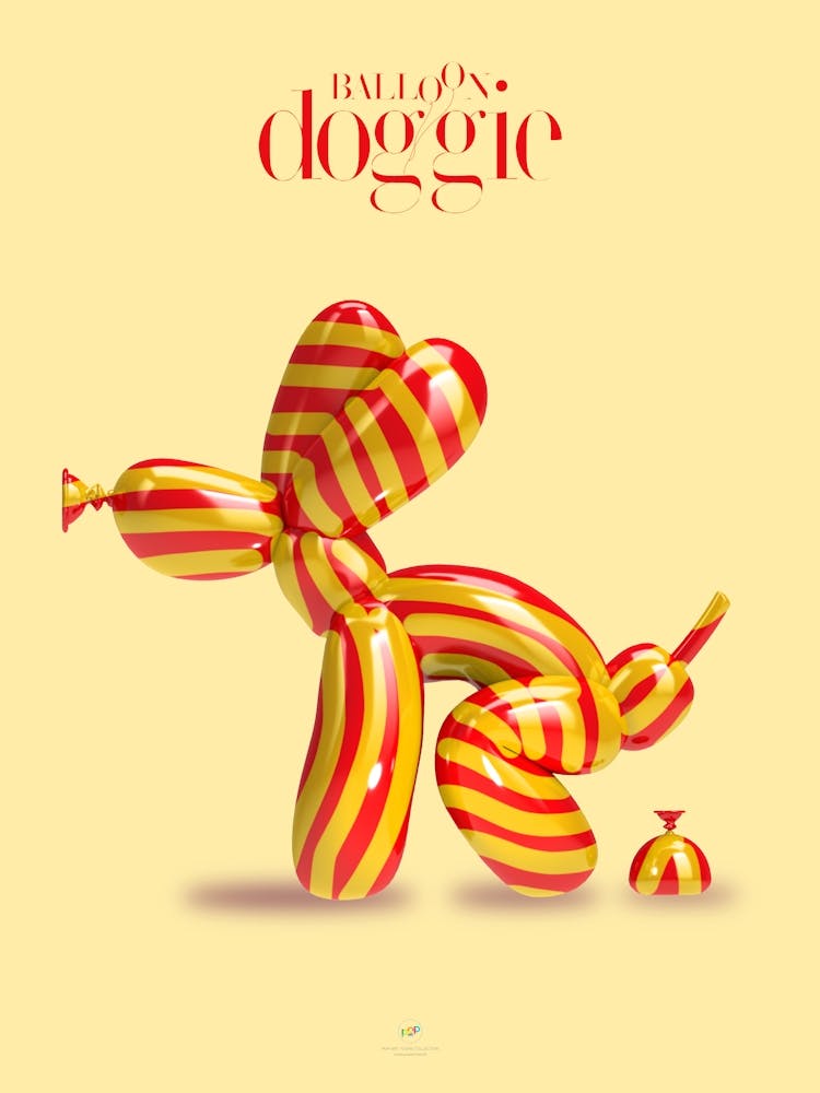 BALLOON DOGGIES SHITTING Y | Digital art | Pop Art World 2025 This character was invented by someone who played with making figures with balloons. Suddenly, in his skillful hands appeared this little dog, today baptized by Pop Art World as Balloon Doggie. This artwork was created using Adobe Illustrator and Photoshop. The best of Pop Art images, now in digital replicas! Prints with bright colors, sharp images, and high resolution.