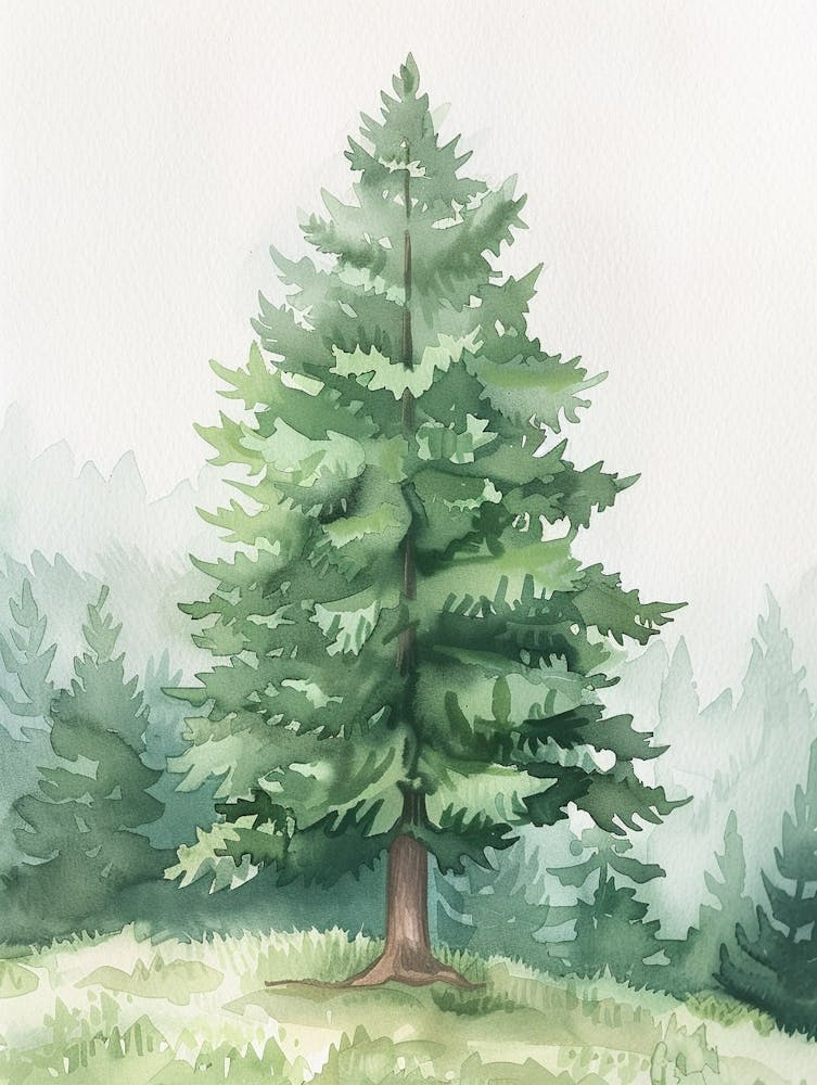 Hemlock Tree Atmospheric Watercolour Painting 4