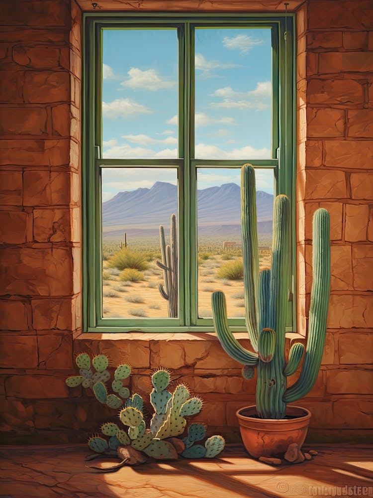Organ Pipe Cactus On A Window  4