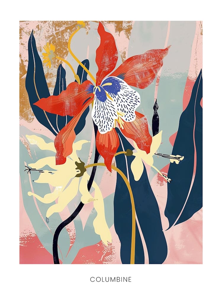 Affiche Illustration Fleur Colorée Colombine 4