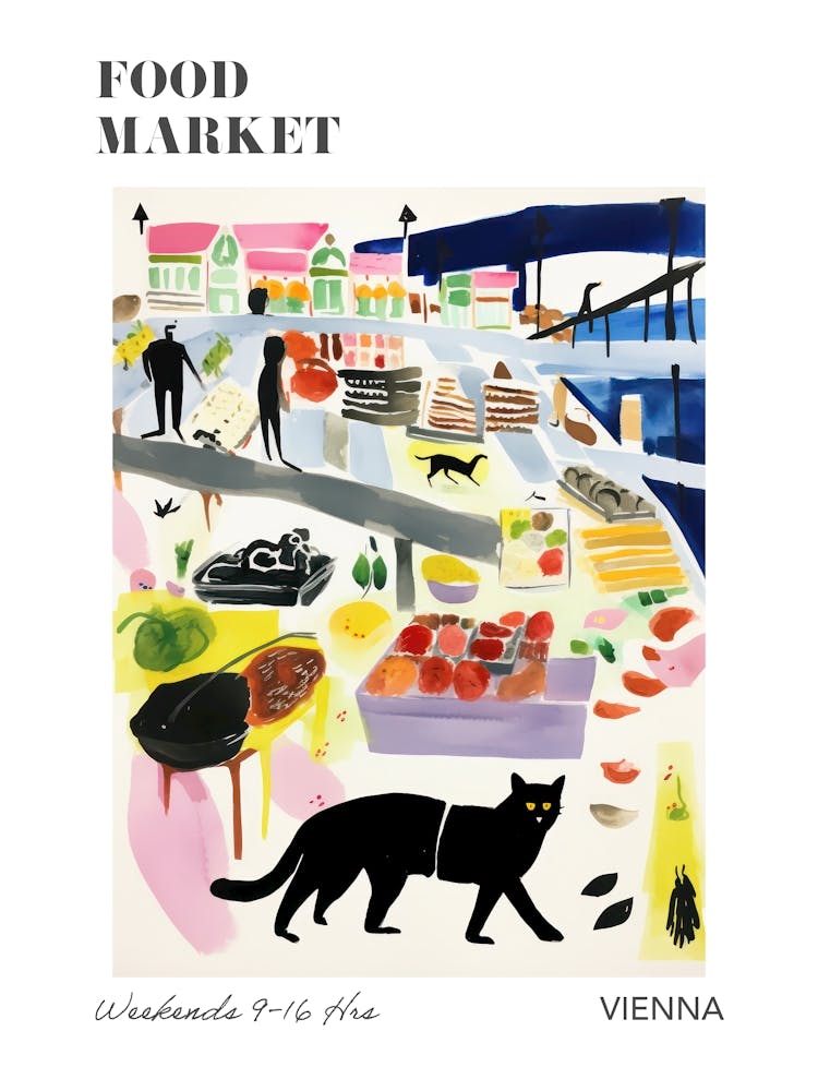 The Food Market In Vienna 7 Illustration Poster