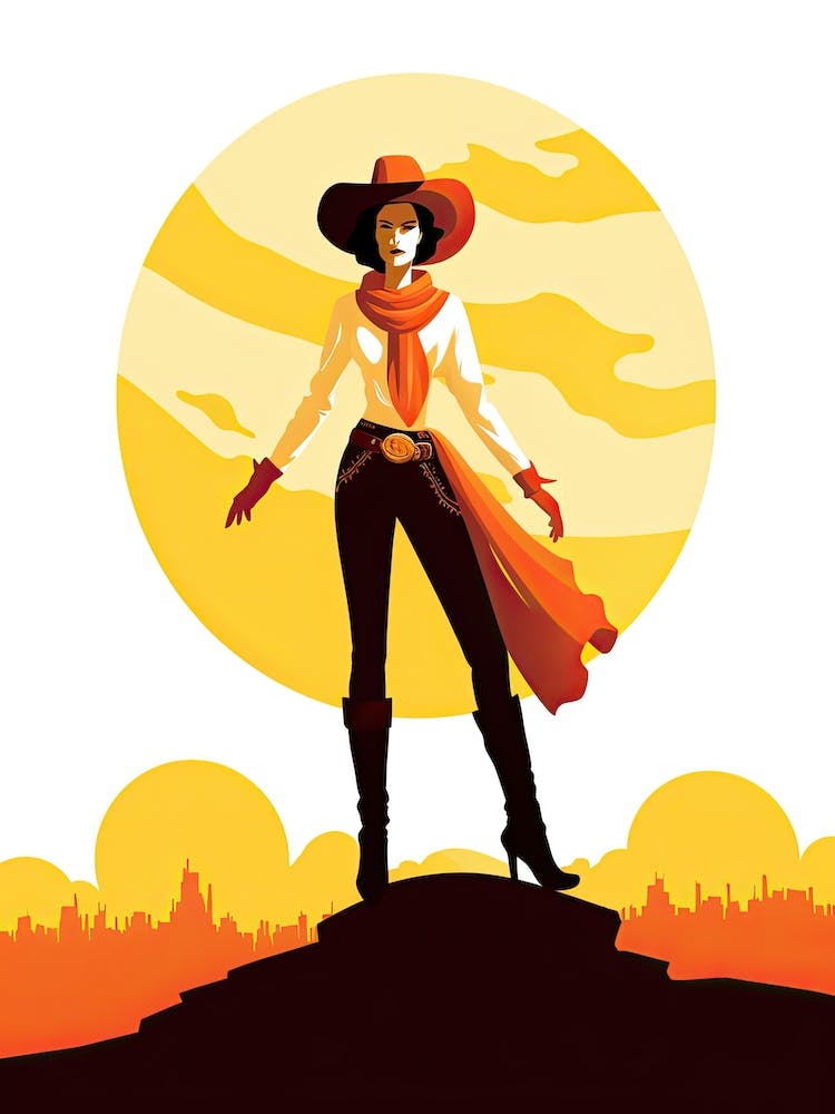 Minimalistischer Cowgirl-Wüstenuntergang 5