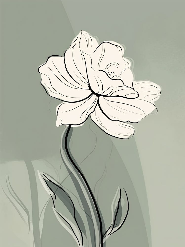 Daffodils Line Art Flowers Illustration Neutral 18