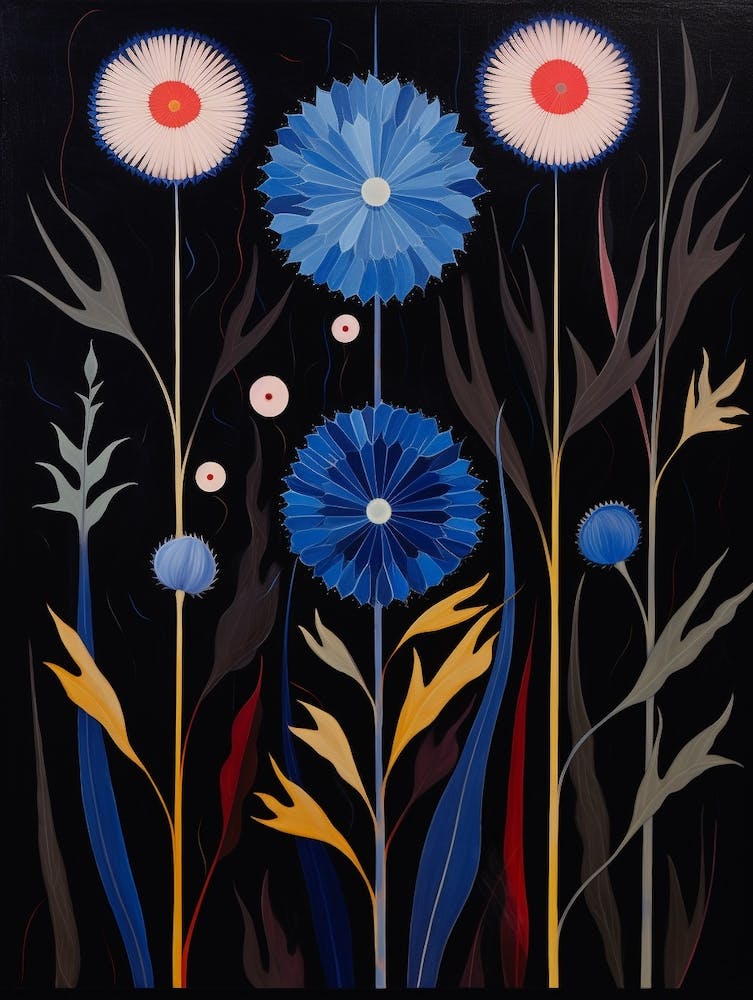 Cornflower 2 Hilma Af Klint Inspired Flower Illustration