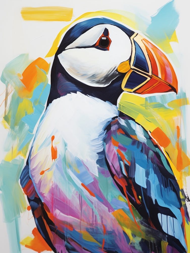 Colourful Bird Painting Puffin 1