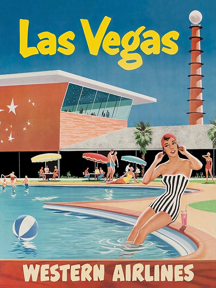 Las Vegas Pool, Retro Vintage Travel Poster