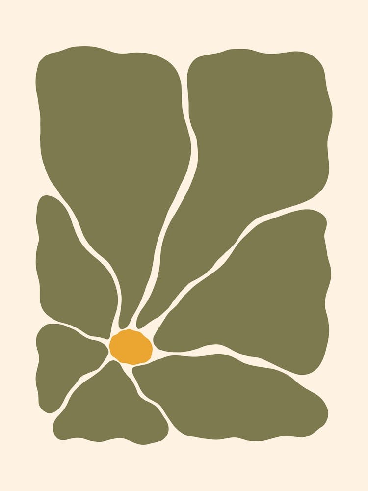 Abstract Flower 03 - Muted Green