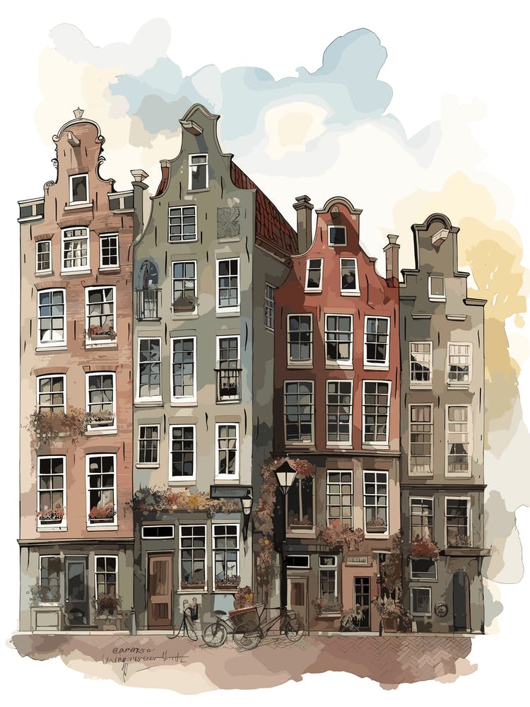 De Pijp Amsterdam Neighborhood Watercolour 2