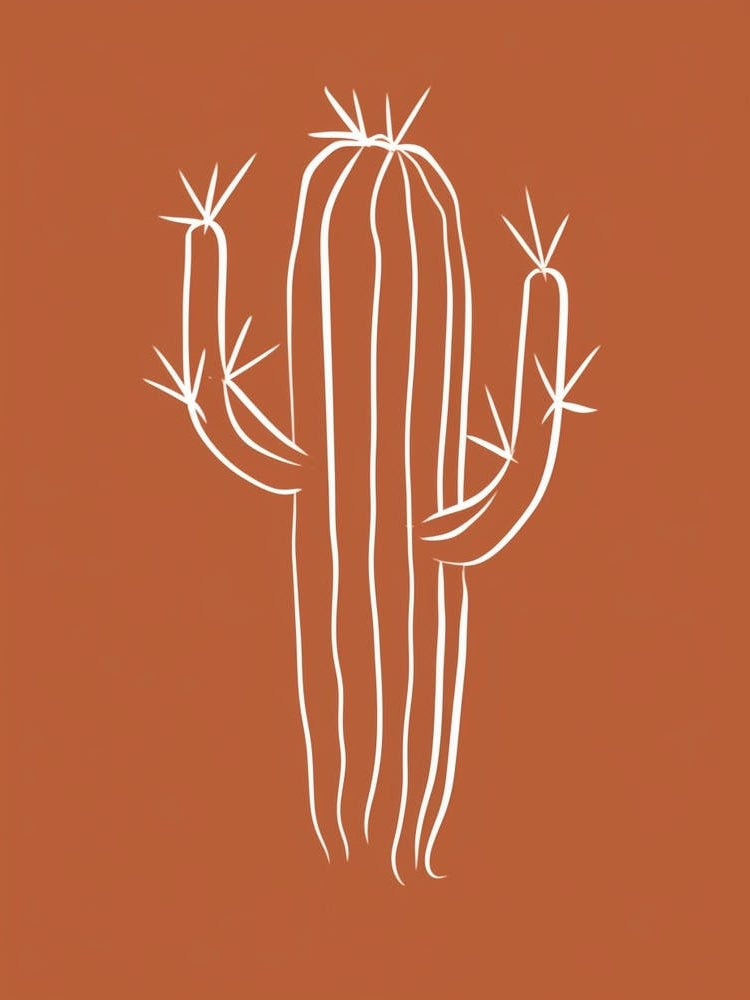 Cactus Line Drawing Crown Of Thorns Cactus 2