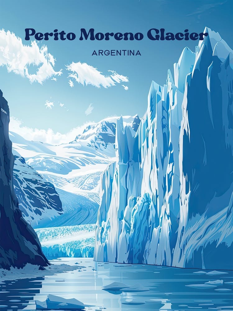 Perito Moreno Los Glaciares National Park Digital Travel Illustration
