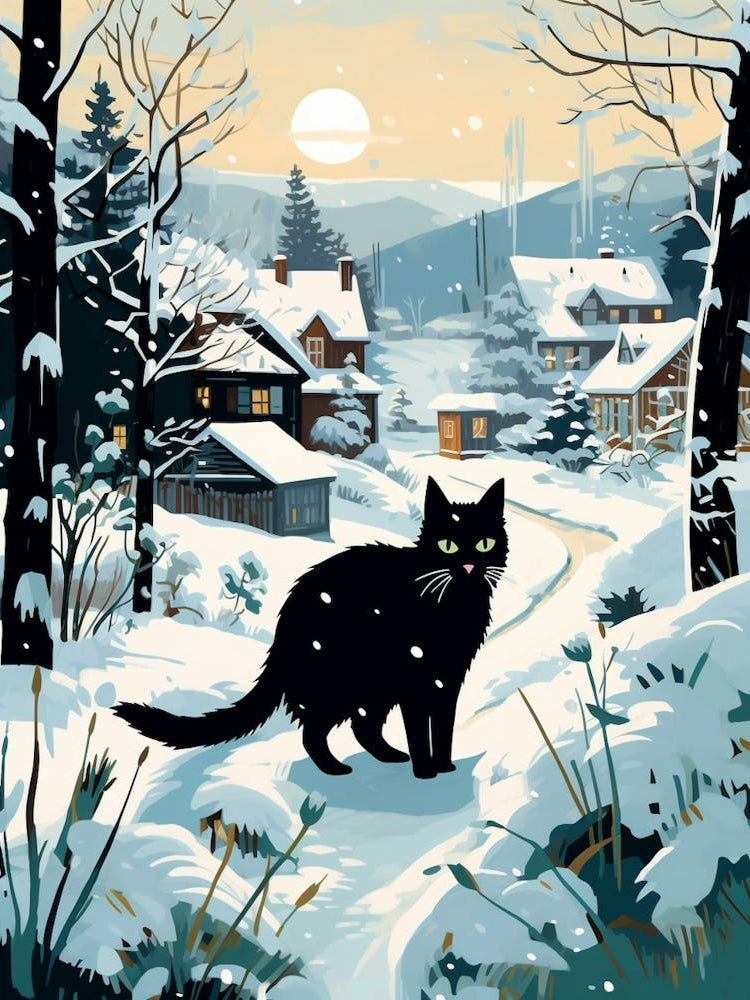 Winter Cat Illustration 2