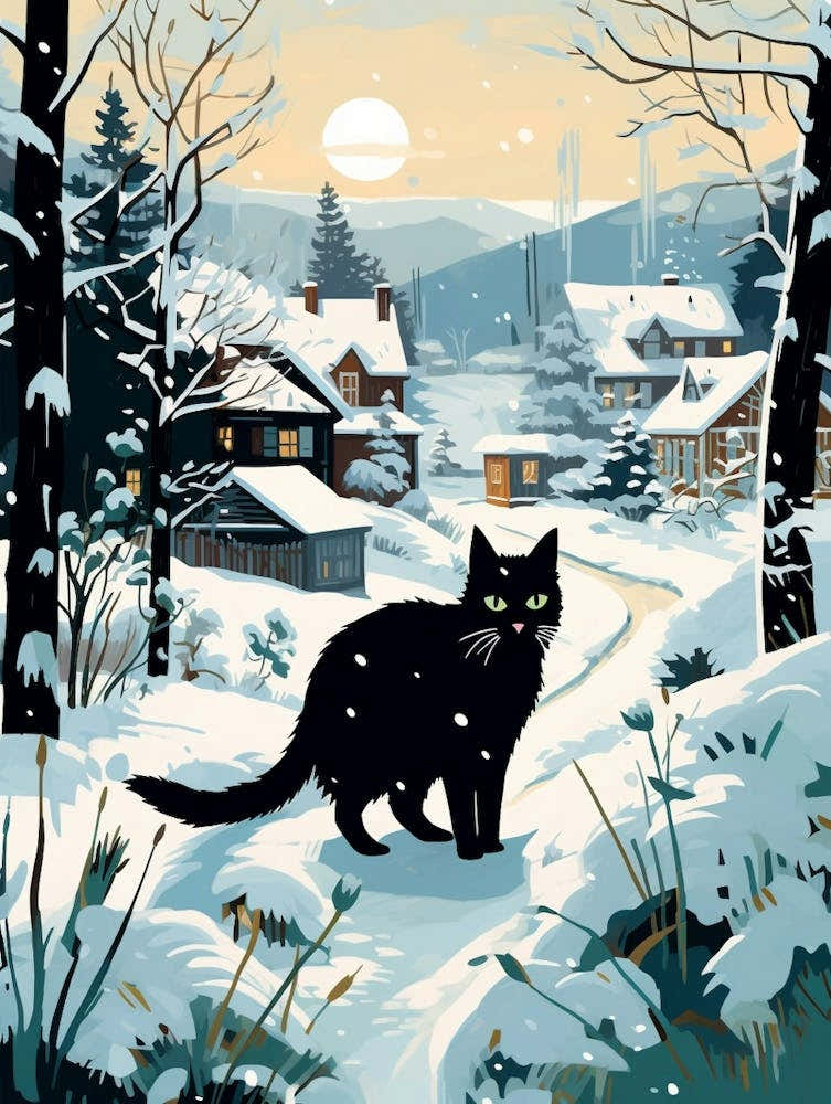 Winter Cat Illustration 2