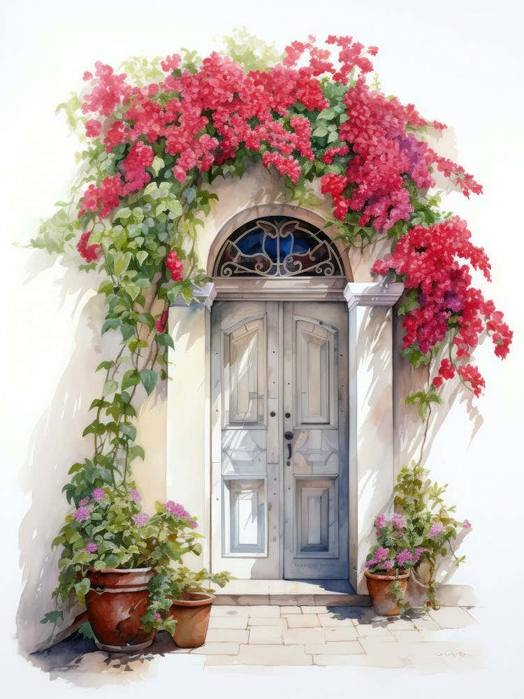 Istanbul, Turkey   Mediterranean Doors Watercolour Painting 4