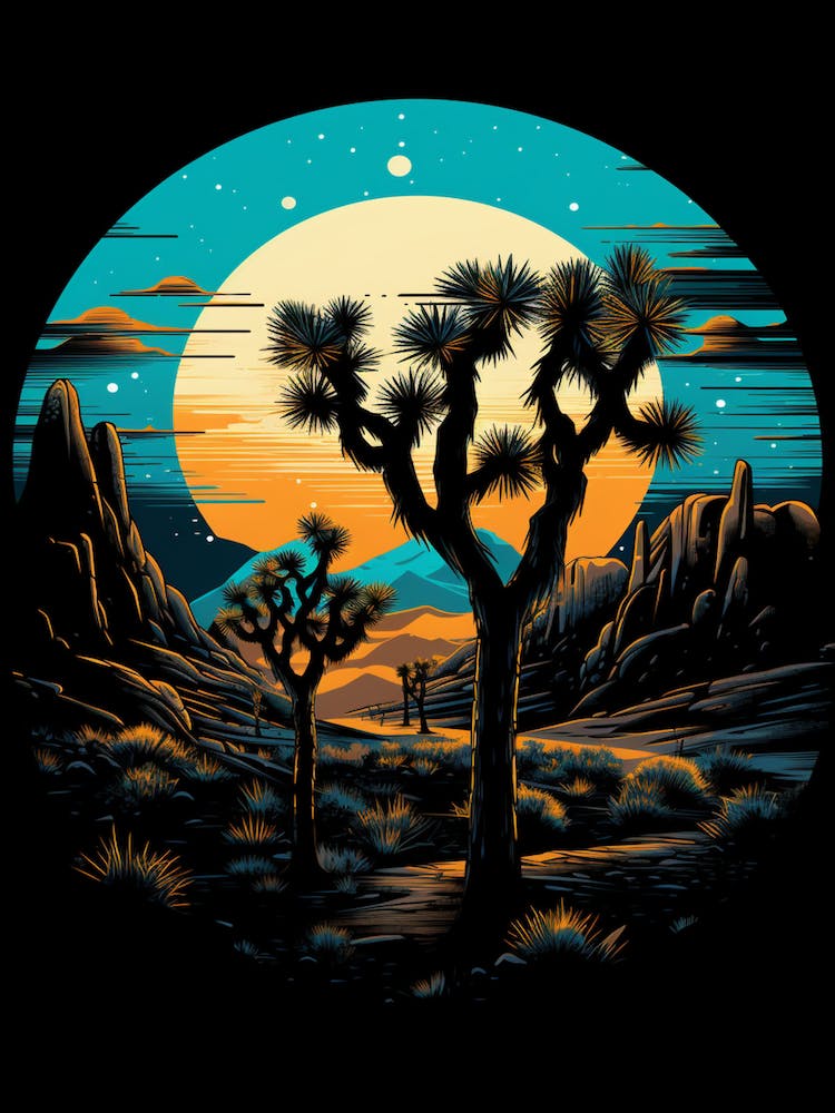 Joshua Tree At Night In Gold And Black (4)
