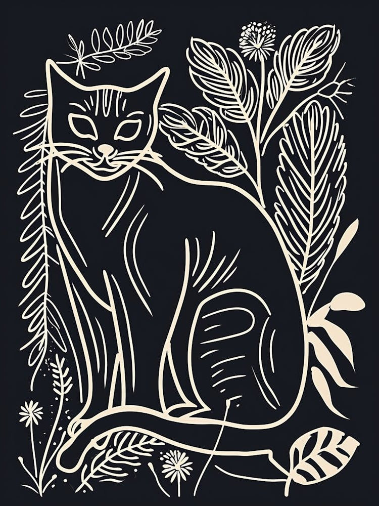 Korat Cat Minimalist Illustration 1