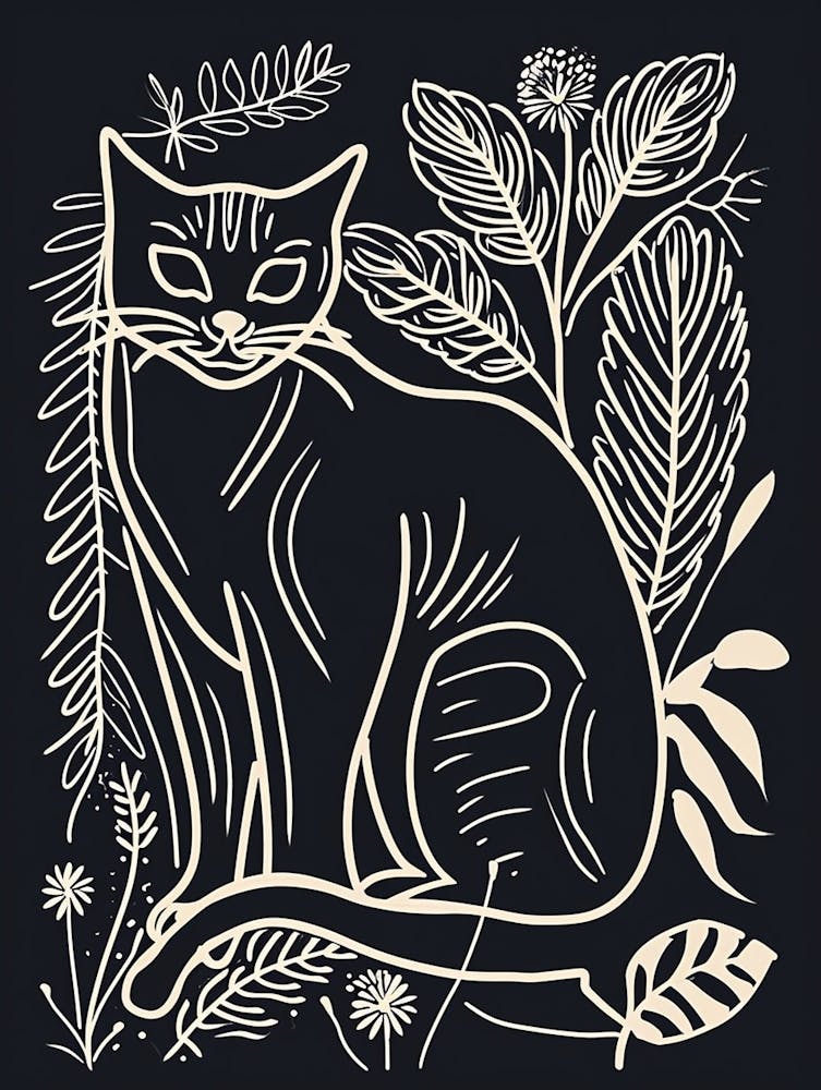 Korat Cat Minimalist Illustration 1